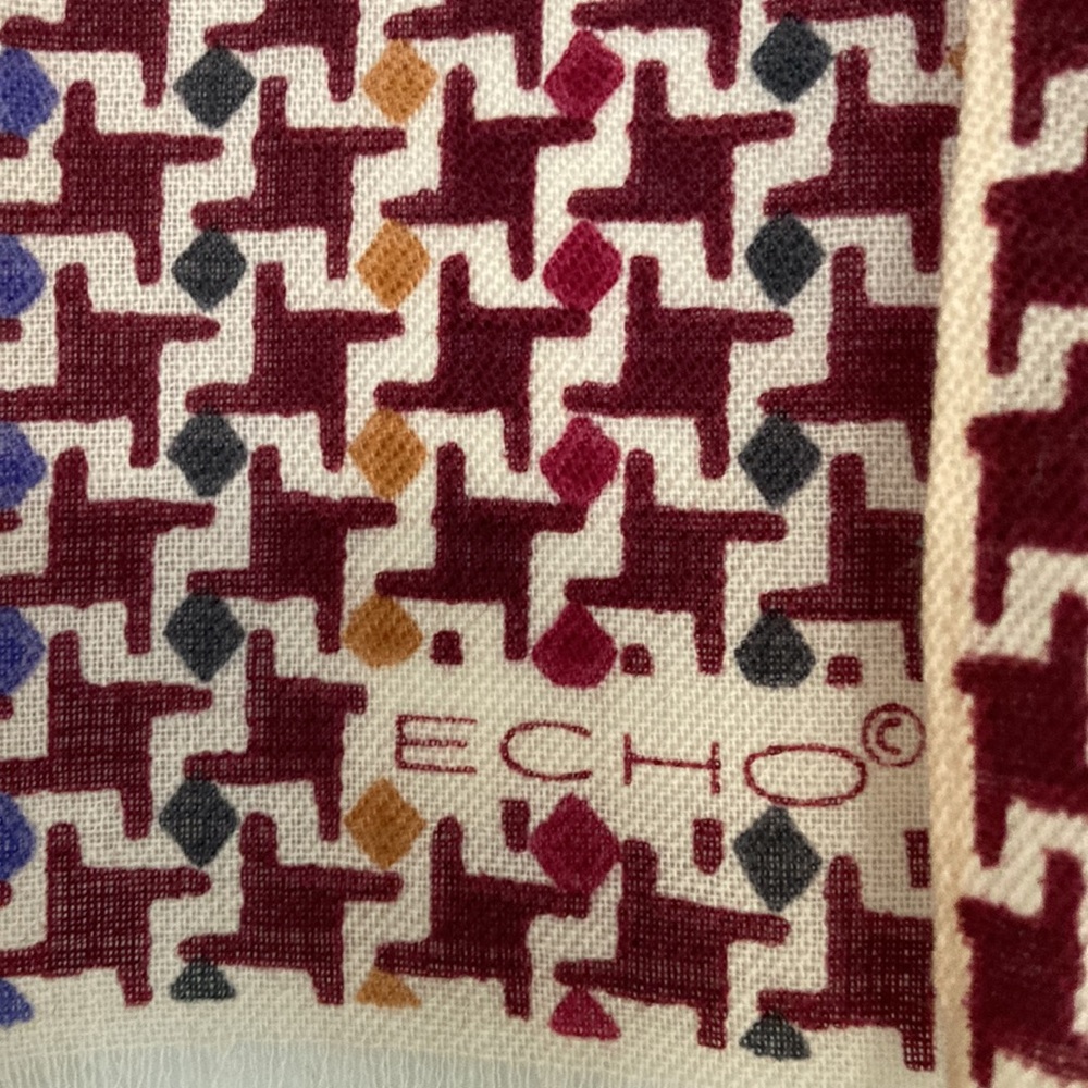 Vintage Echo Geometric Rectangular Wool Scarf Mad… - image 3